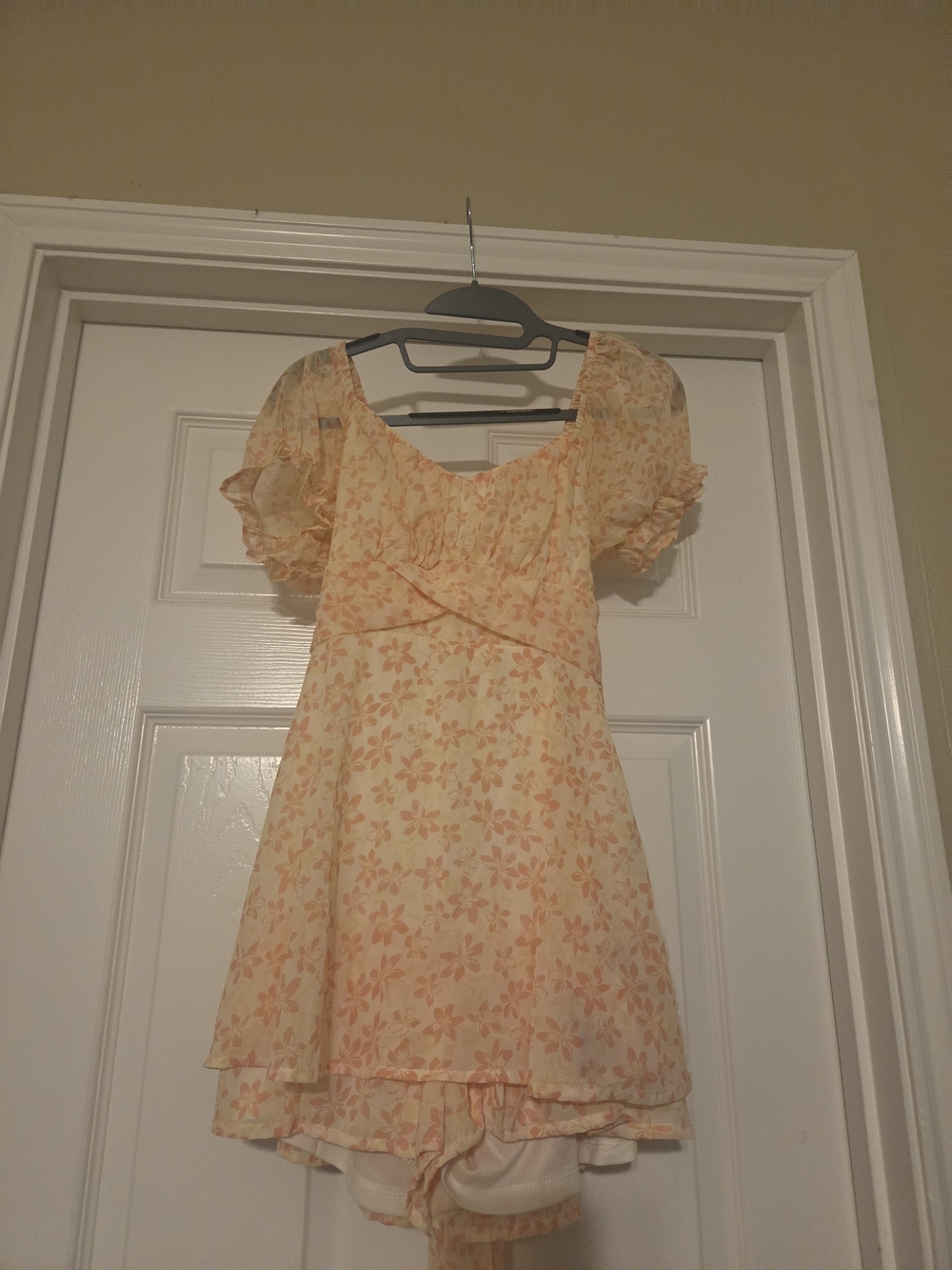 Jessica Simpson Peach and Yellow Floral Mini Dress